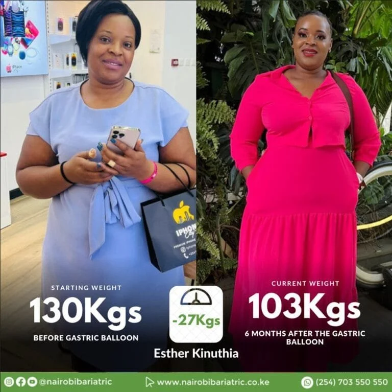 Esther Kinuthia weight loss journey photo